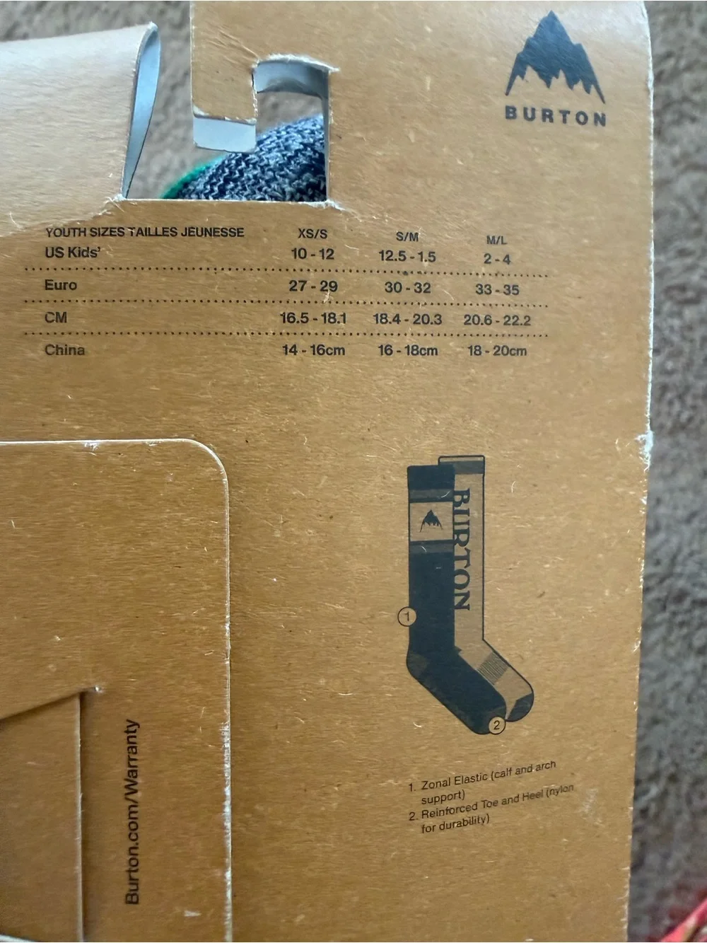 Burton Kids 2-Pack Midweight Socks in Green & Navy